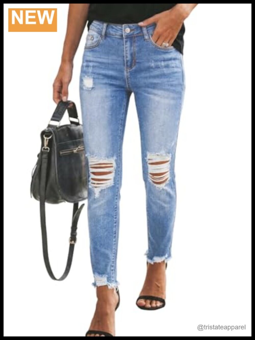Sidefeel Boyfriend Jeans Stretchy Ripped Distressed Denim Pants